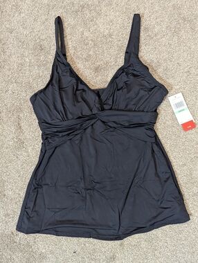 Jantzen Classic Black Tankini Swim Top 34 D /DD Size D-Cup Swimwear Stretchy NEW